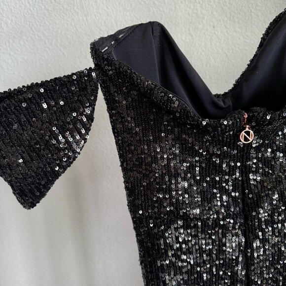 Nookie Black Sophia Mini Dress Sequin Off the Shoulder Size S NWT - Picture 9 of 11